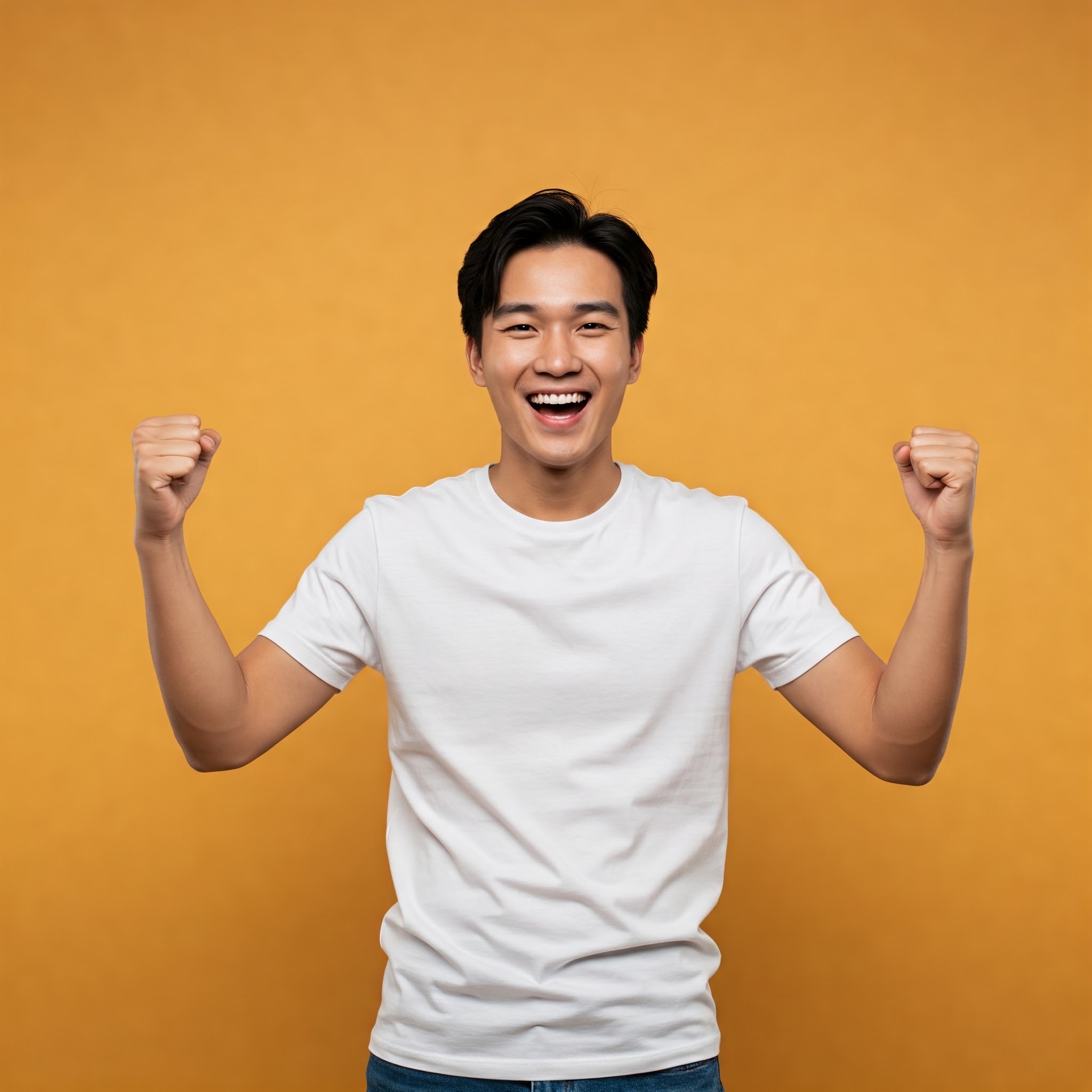 photo of Cheerful Asian Man Celebrating